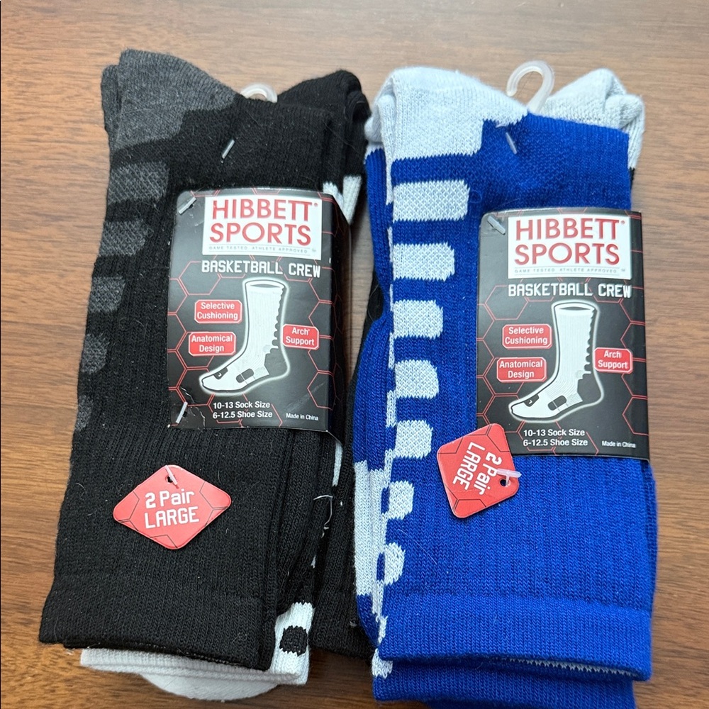 Men's Basketball Crew Socks - Black and Blue-new-4 pair